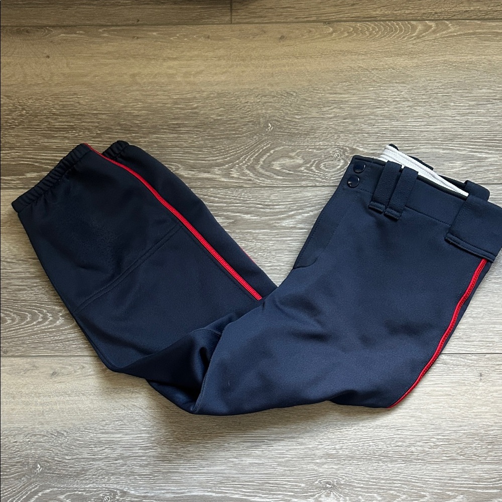 Mizuno Performance Navy Softball Pants with Red Stripe